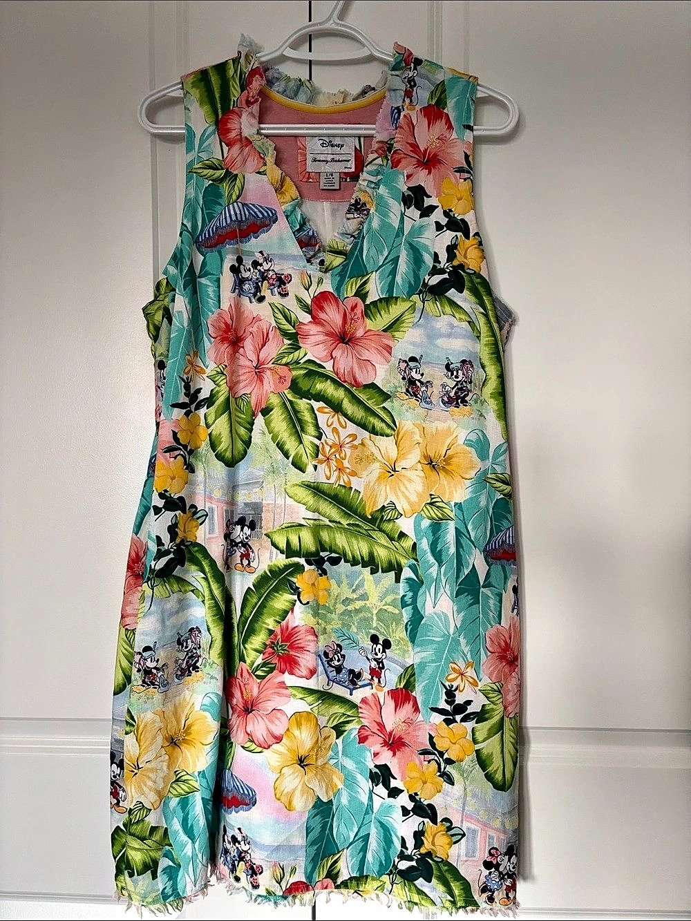 Tommy Bahama Disney Jungle Jubilee Linen Shift Dress Floral Mini Large